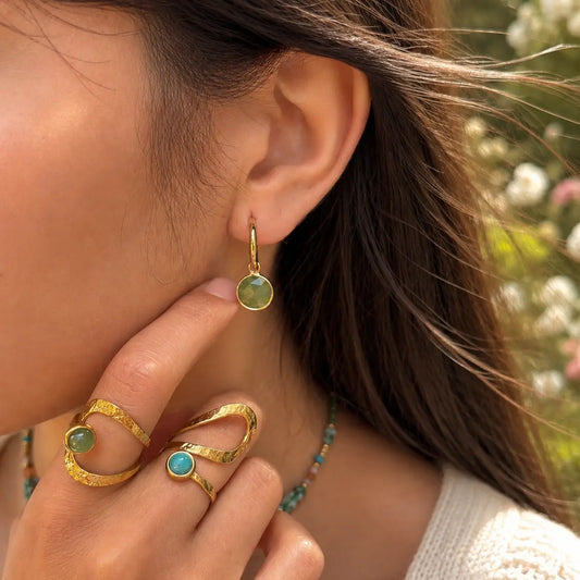 18ct Gold Plated Amazonite Wrap Ring