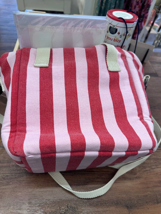 Roka Hampstead Lunch Bag in Strawberry Stripe Cotton Canvas