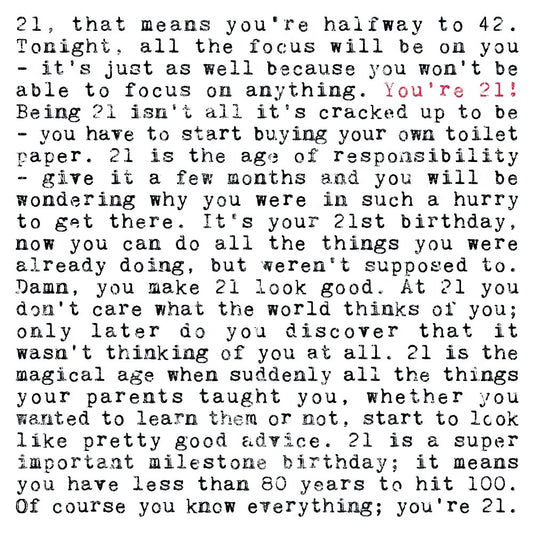 21st Birthday Card with Quotes