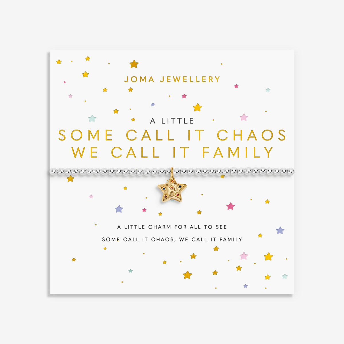 A Little 'Some Call It Chaos We Call It Family' Bracelet In Silver and Gold Plating