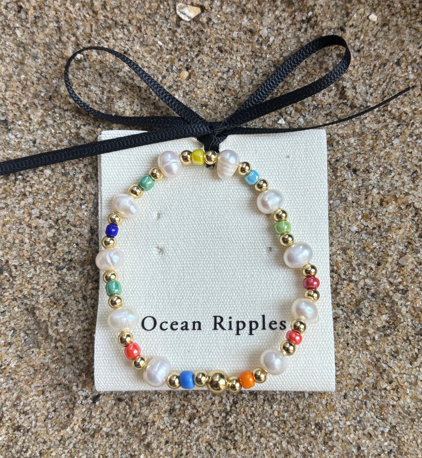 18ct Gold Plated Fresh Water Pearl Elastic Bracelet
