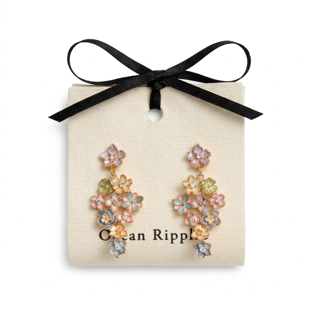14ct Gold Plated Pastel Garden Cascade Earrings