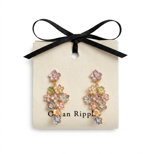 14ct Gold Plated Pastel Garden Cascade Earrings