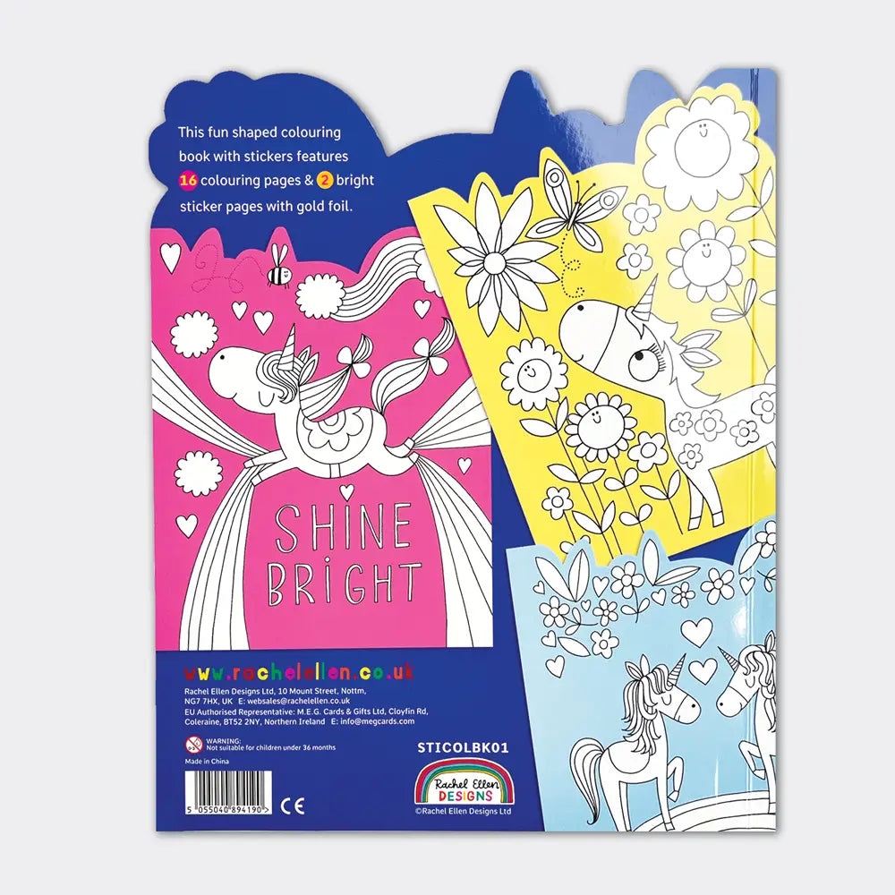 Unicorn Die-Cut Colouring Book with Stickers