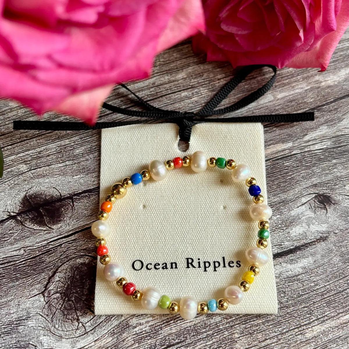 18ct Gold Plated Fresh Water Pearl Elastic Bracelet