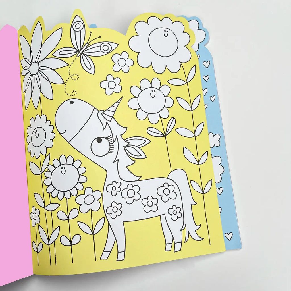 Unicorn Die-Cut Colouring Book with Stickers