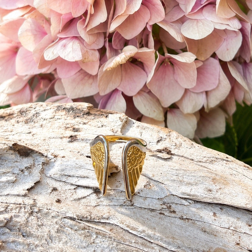 18ct Gold Plated Angel Wings Ring