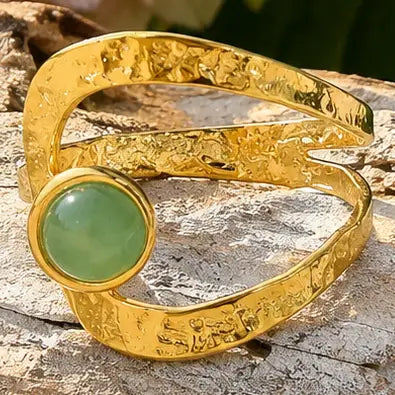 18ct Gold Plated Green Aventurine Wrap Ring