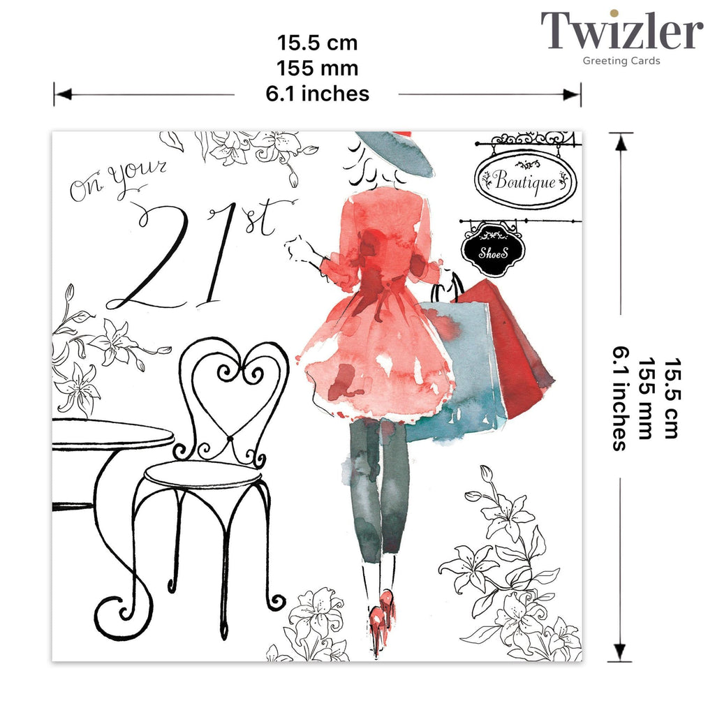 21st Birthday Card For Her - Swarovski Crystal Hand Finished