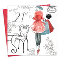 21st Birthday Card For Her - Swarovski Crystal Hand Finished