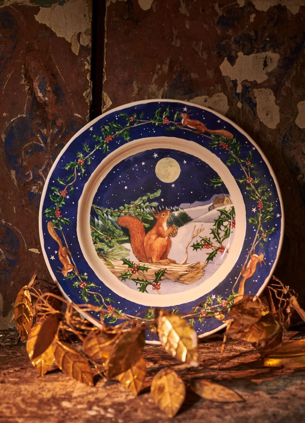 Emma Bridgewater Midnight Squirrel Medium Dinner Plate, 8.5 Inch