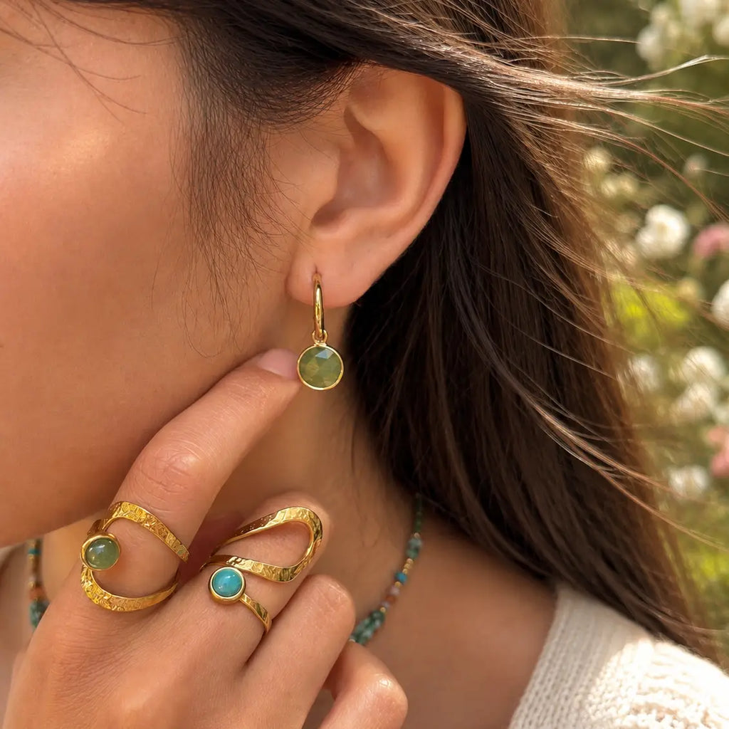 18ct Gold Plated Amazonite Wrap Ring