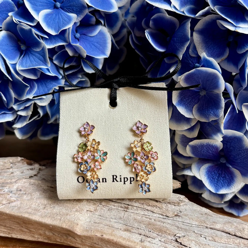 14ct Gold Plated Pastel Garden Cascade Earrings