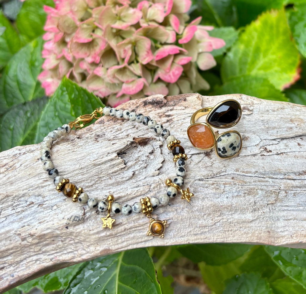 18ct Gold Plated Trio Stone Statement