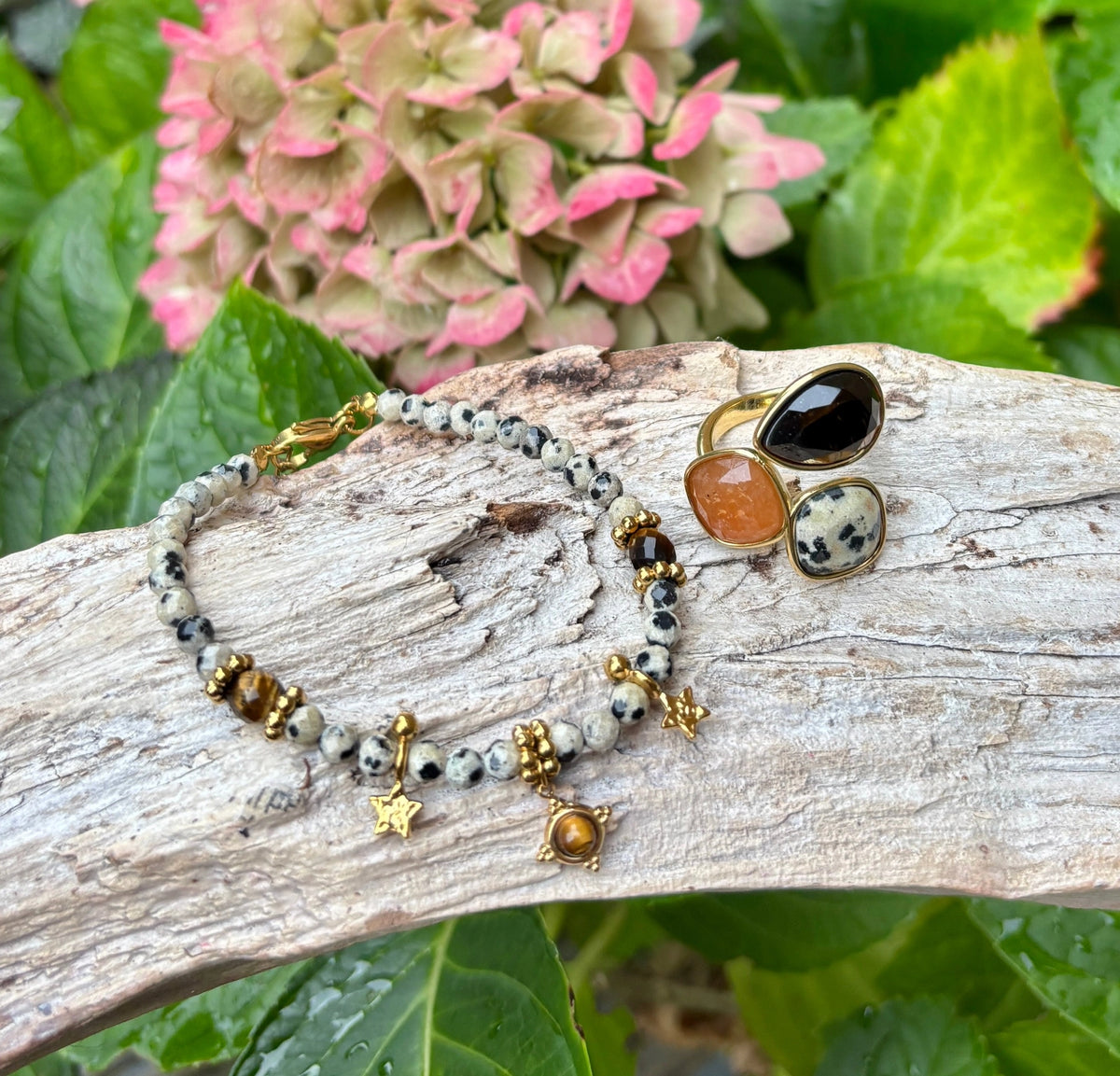 18ct Gold Plated Trio Stone Statement