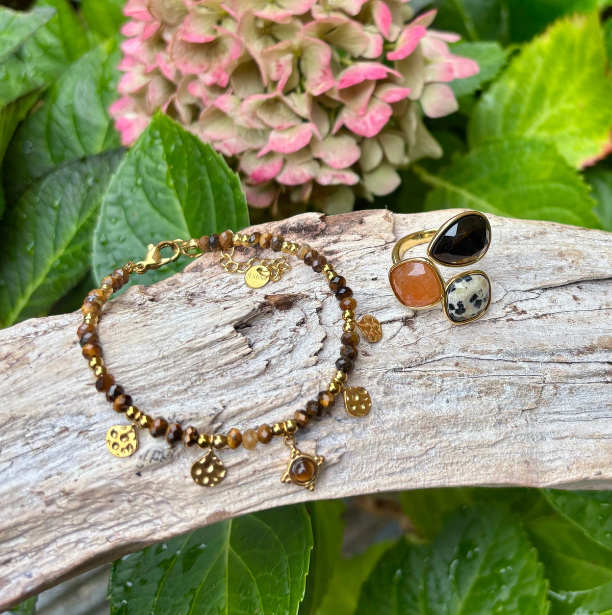18ct Gold Plated Trio Stone Statement
