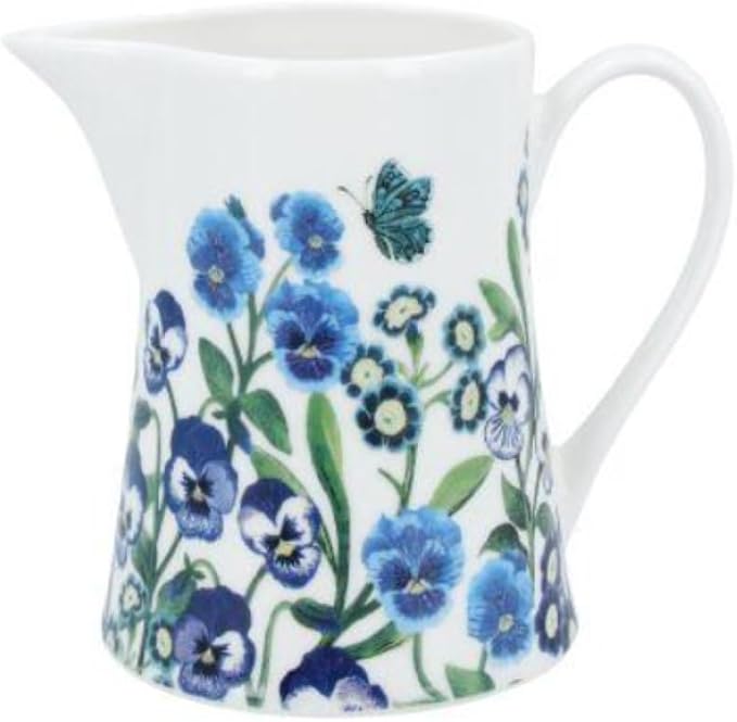 Gisela Graham Bone China Jug Small 10 cm - Blue Viola Design