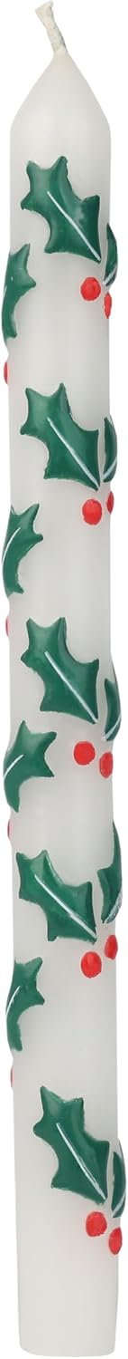 Hand Painted 3D Holly Dinner Candle 28cm