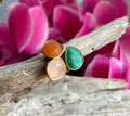 18Ct Gold Plated Faceted Natural Stone Ring - Rose Quartz
