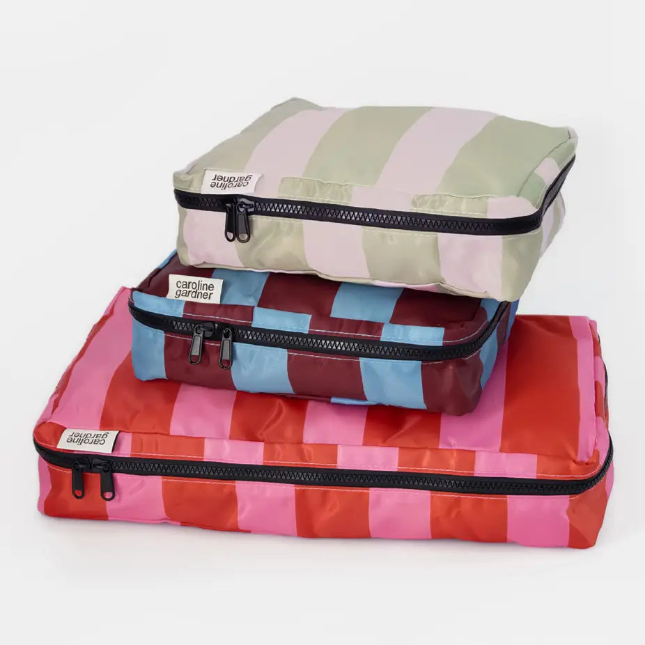 Mixed Multi-Stripe Print Set of 3 Packing Cubes