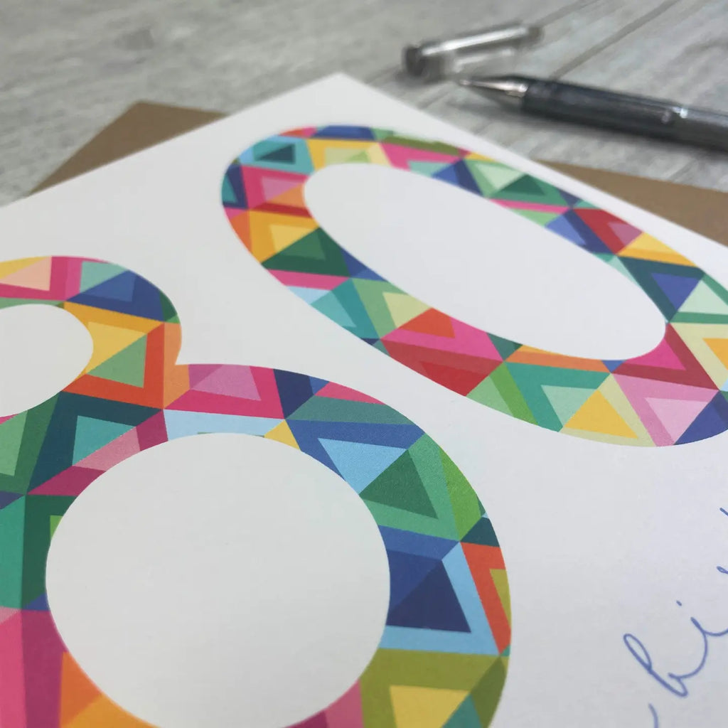 Age 80 Birthday Card - Illustrated Numbers