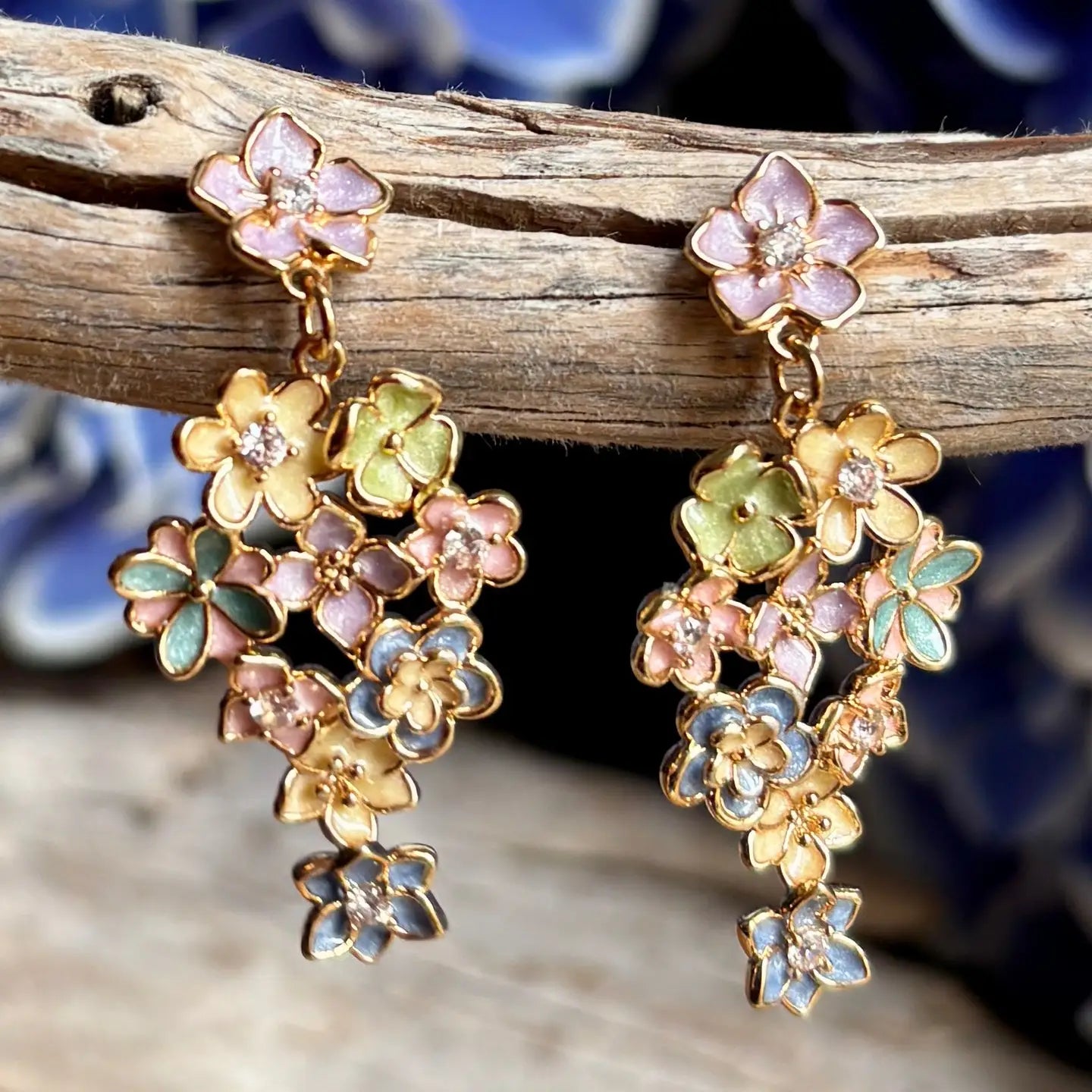 14ct Gold Plated Pastel Garden Cascade Earrings
