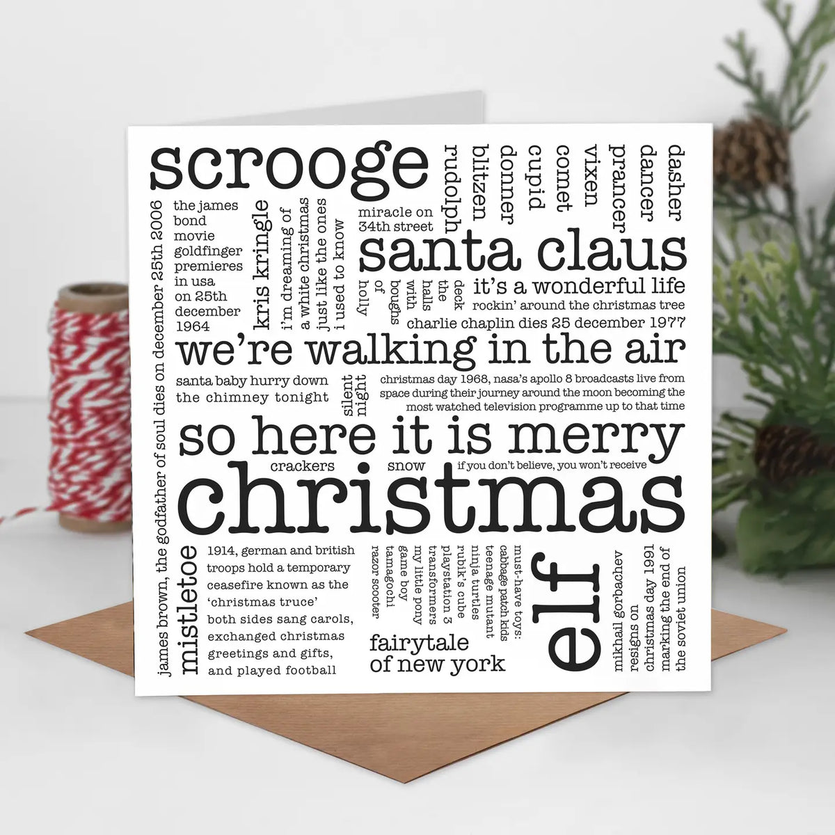 Merry Christmas Card, Typographic Word Cloud Design - Typographic Card