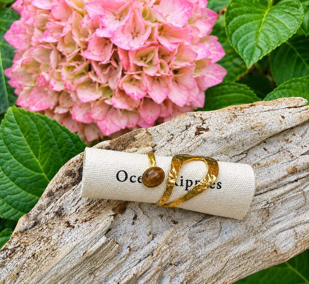 18ct Gold Plated Tiger's Eye Wrap Ring