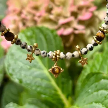 18ct Gold Plated Dalmatian Jasper Bracelet