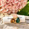 18ct Gold Plated Trio Gemstone Statement Ring