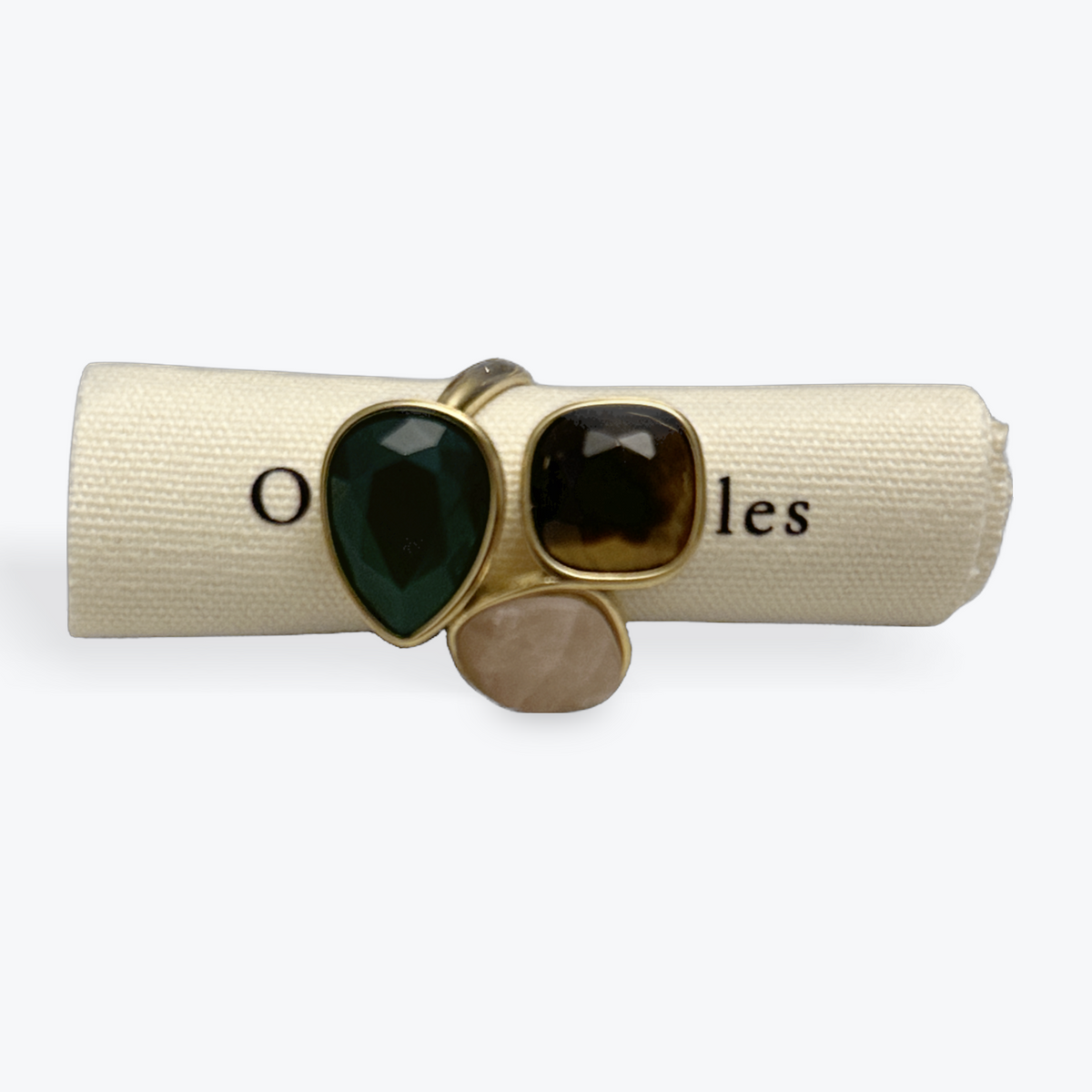 18ct Gold Plated Trio Gemstone Statement Ring