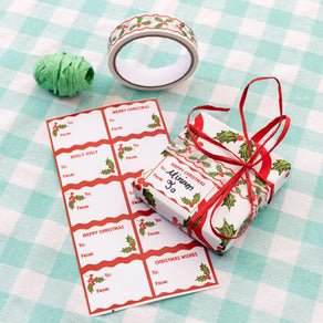 Holly Recycled Wrapping Paper - 3m