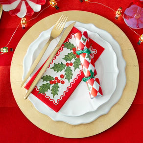 Holly Long Lunch Paper Napkins