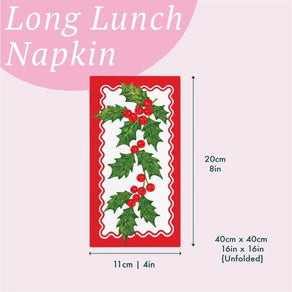 Holly Long Lunch Paper Napkins