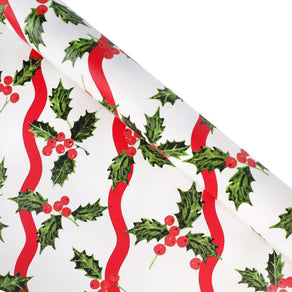 Holly Recycled Wrapping Paper - 3m