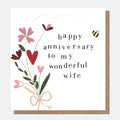 Bee & Flowers Wonderful Wife Anniversary Card