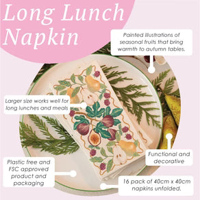 Autumnal Fruit Long Lunch Paper Napkins