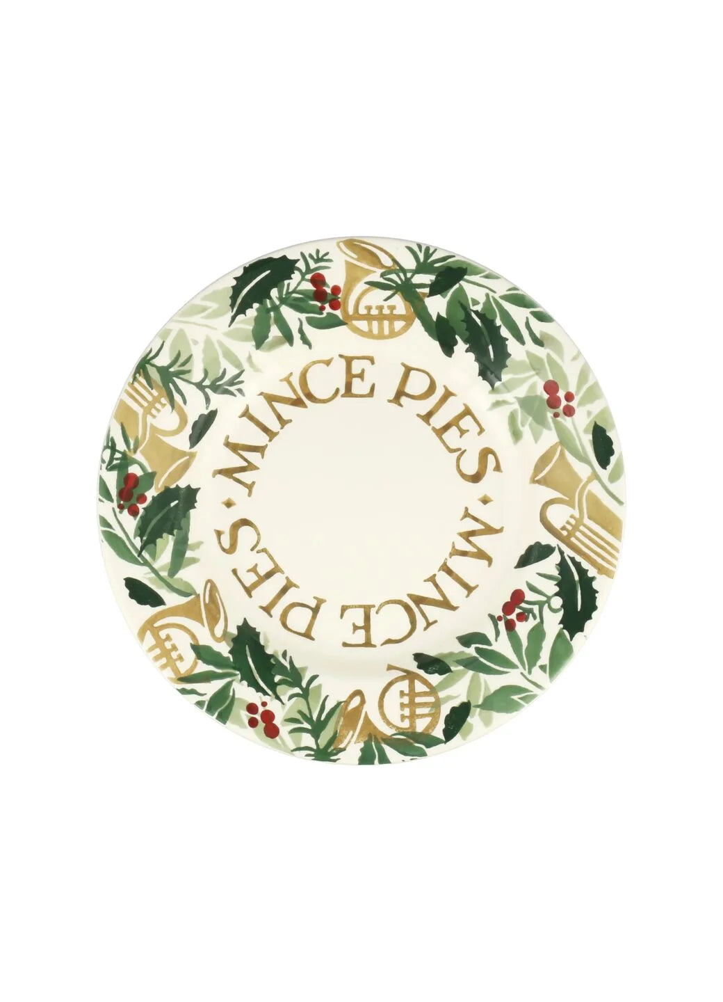 Emma Bridgewater Bring In The Green Mince Pies Medium Dinner Plate, 8.5 Inch