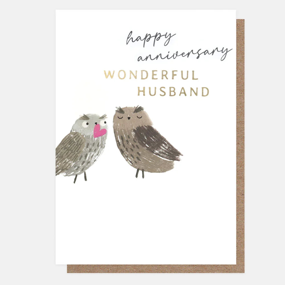 Owls Wonderful Husband Anniversary Card