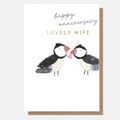 Puffins & Heart Lovely Wife Anniversary Card
