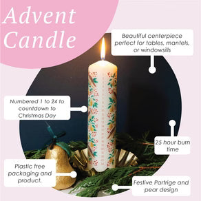 Partridge & Pear Advent Pillar Candle