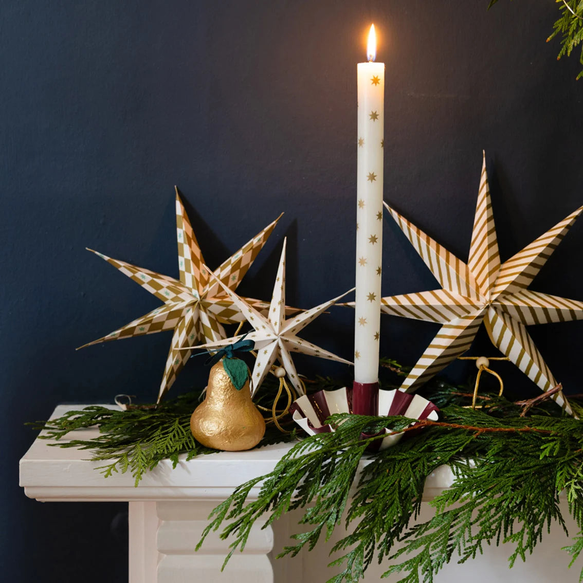 Gold Star Straight Dinner Candles