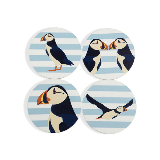 Coasters Ceramic Round Set of 4 - RSPB (Puffin Blue)