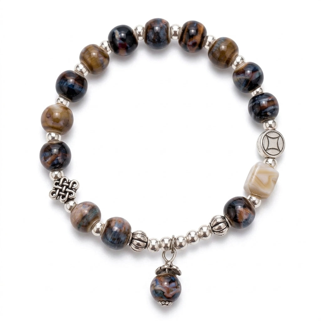 Ceramic Beads Bracelet with Charm - Dusk