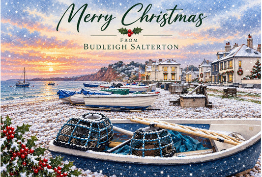 Budleigh Salterton Christmas Fishing Boats - Greeting Card