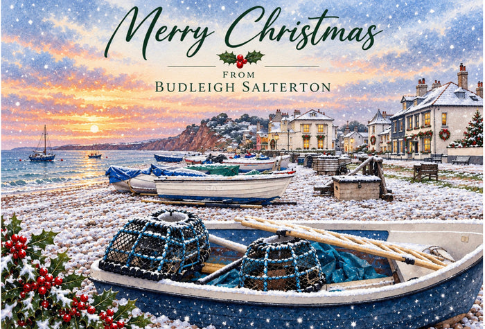 Budleigh Salterton Christmas Fishing Boats - Greeting Card