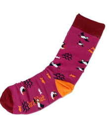 Doris & Dude Burgundy Puffin Socks - UK 3-7