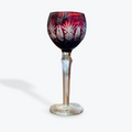 Ruby Red Cut Glass Wine Goblet