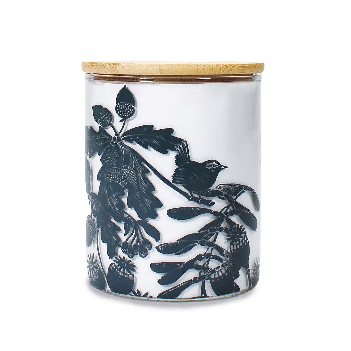 Kate Heiss Woodland Navy Bird & Oak Glass Storage Jar - 750ml