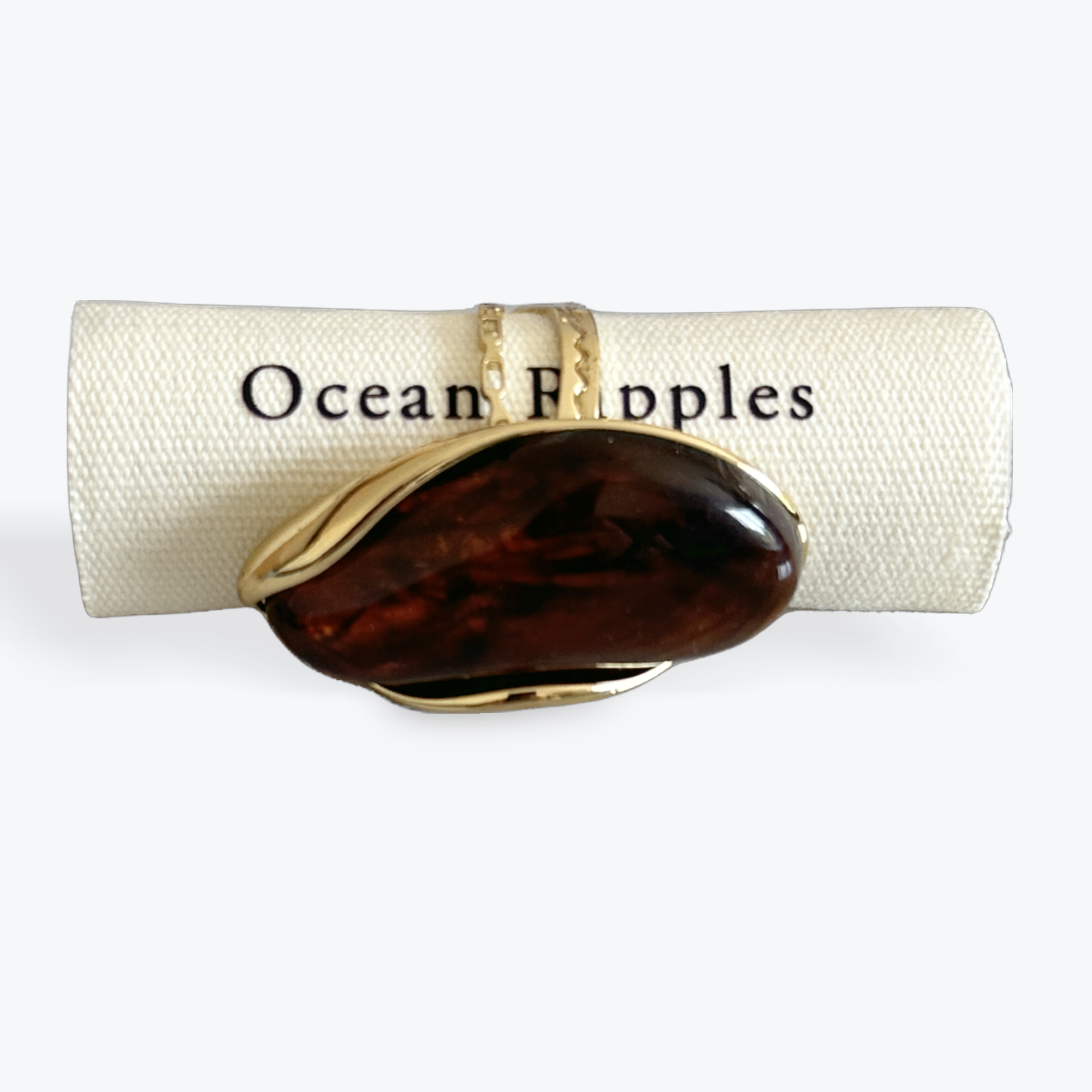 18ct Gold Plated Resin Statement Ring - Amber